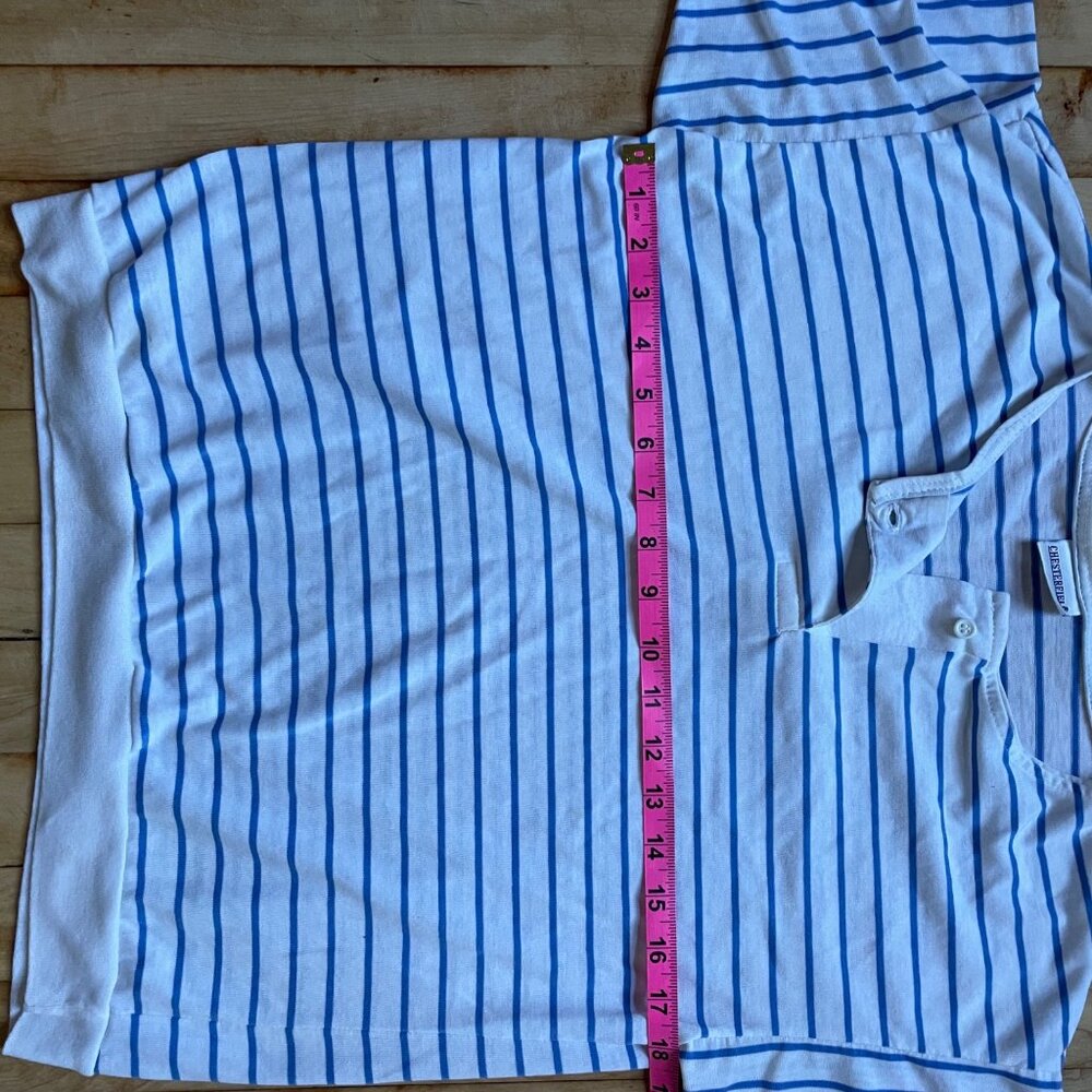 Vintage 80s Chesterfield Striped Knit Top Retro Tennis Coastal Grandma Old Money - Picture 7 of 8